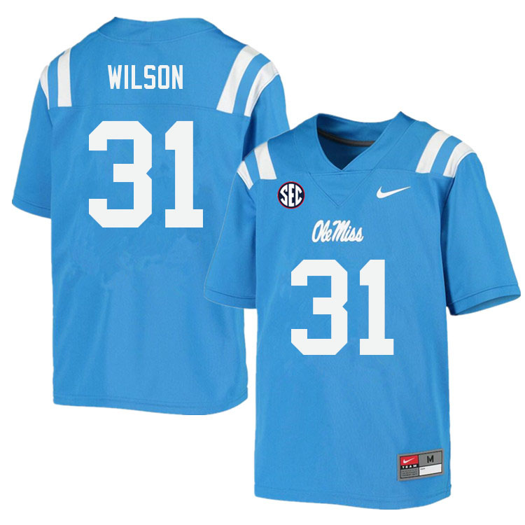 Calvin Wilson Ole Miss Rebels NCAA Men's Powder Blue #31 Stitched Limited College Football Jersey QEY4158EC